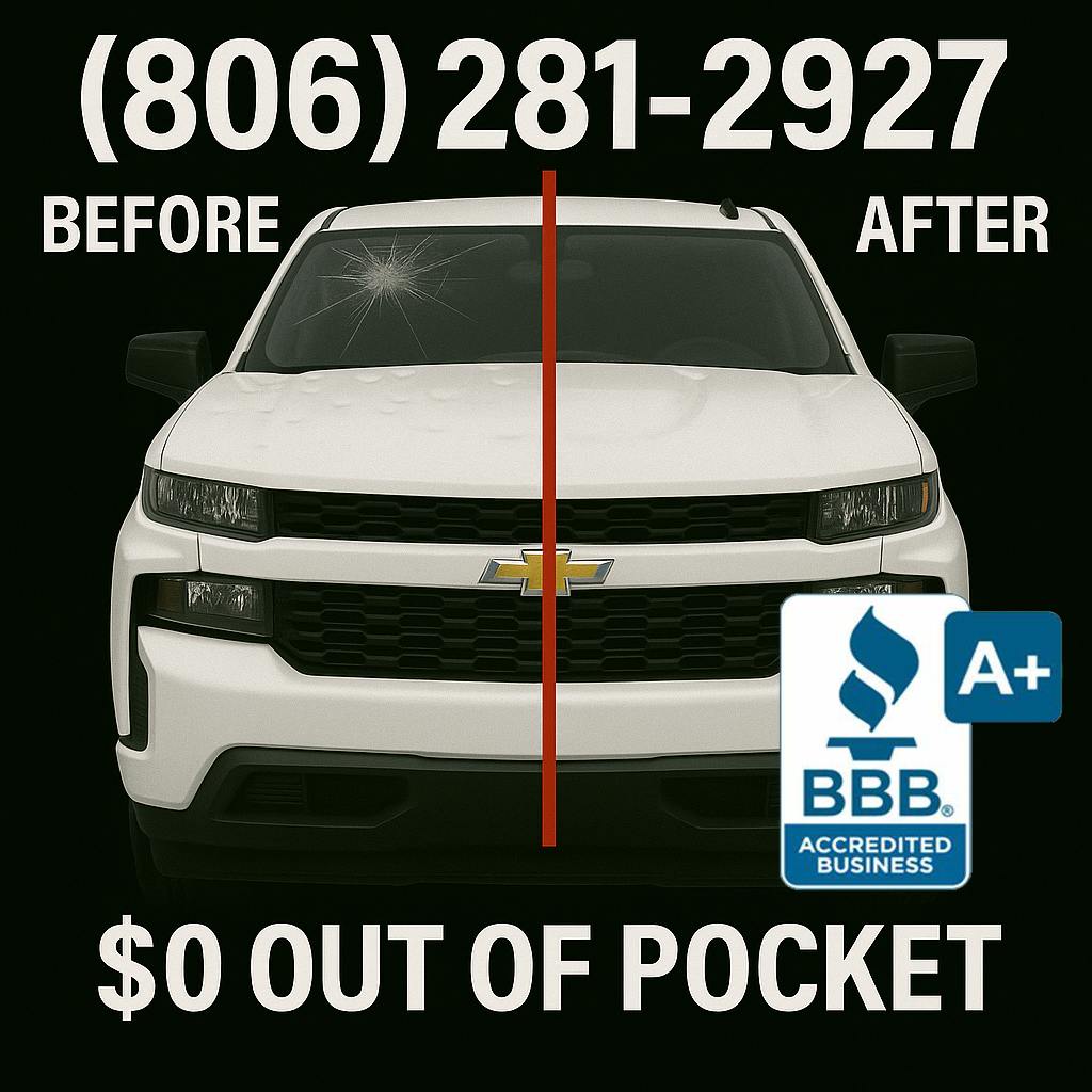 Before and after white Chevy Silverado with hail damage repaired by Hail Team One, BBB accredited auto hail repair in Lubbock TX
