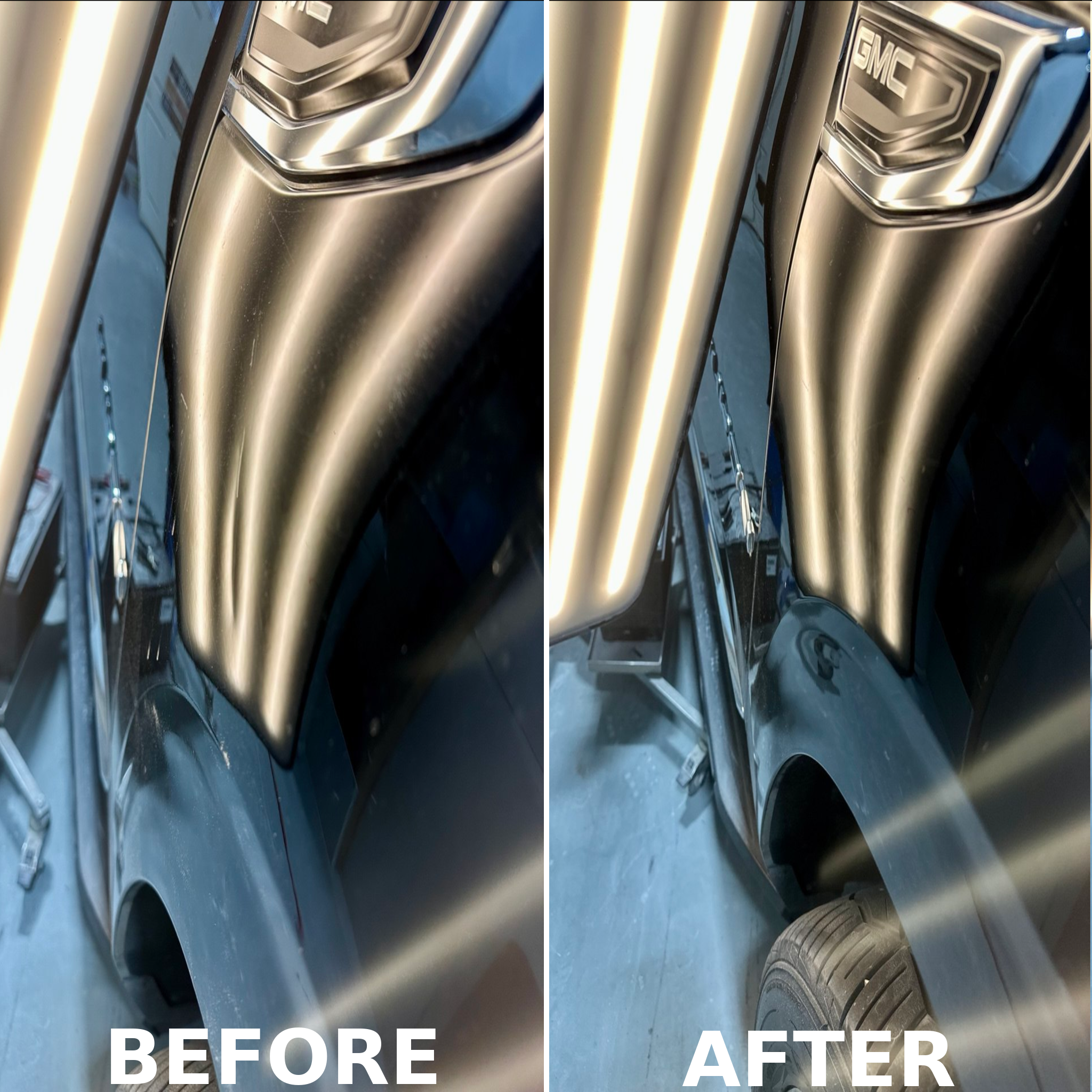 Before and after ding and dent repair by Hail Team One